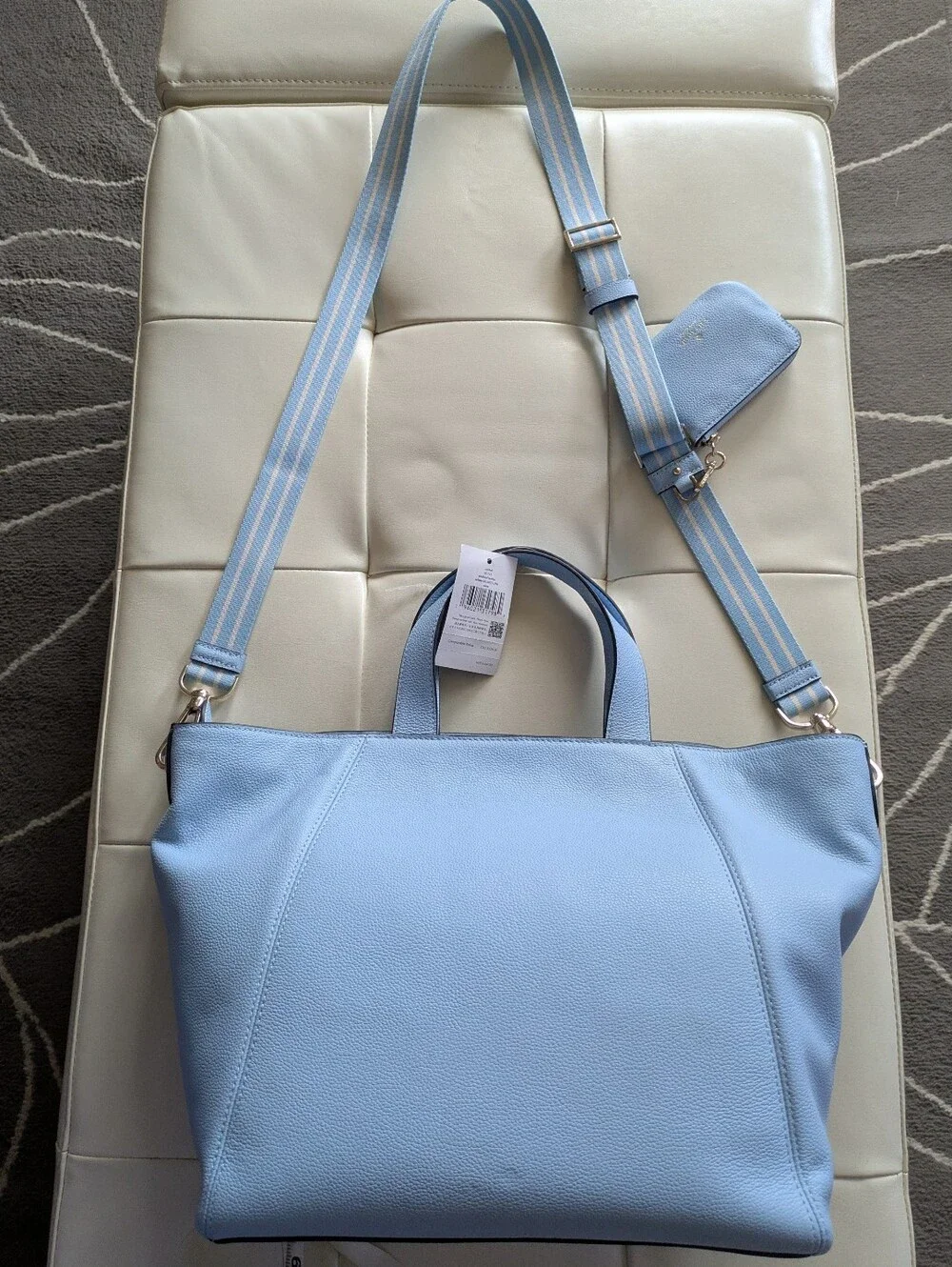 NWT Kate Spade Rosie Peppled Leather Satchel Celeste Blue